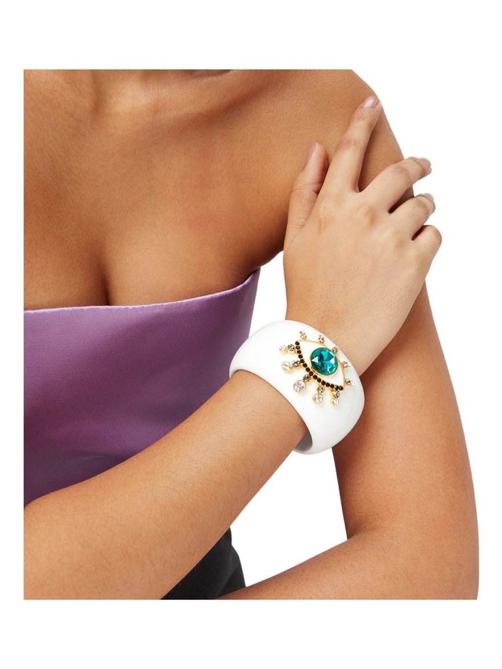 Kurt Geiger White Bangle with Teal Crystal Sunburst
